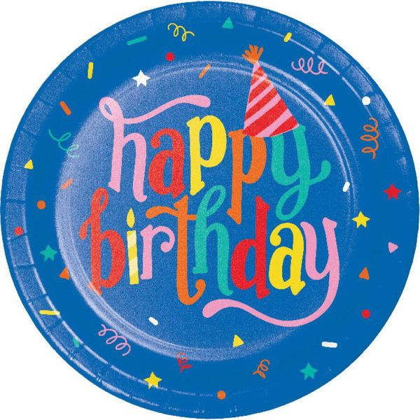Creative Converting Hats Off Birthday "Happy Birthday" Dinner Plates